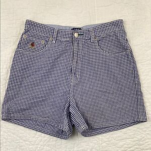 Vintage Tommy Hilfiger Blue Checkered High Waisted Cotton Shorts size 12